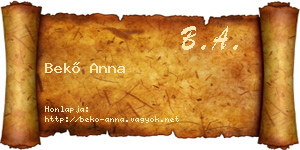 Bekő Anna névjegykártya